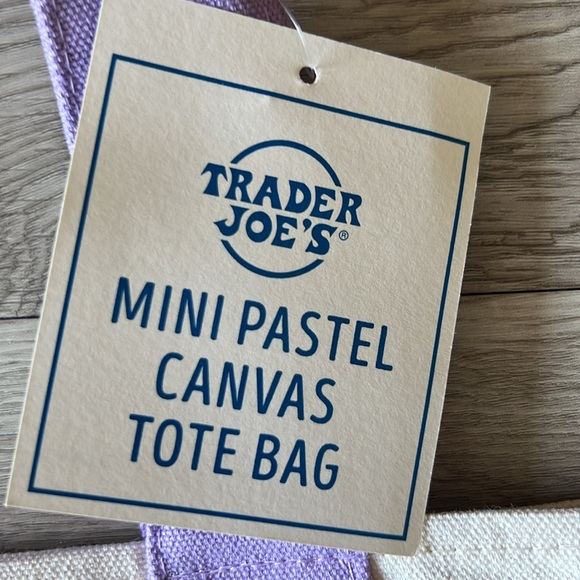 Trader Joe's Pastel Mini Canvas Tote Bags 2025 LIMITED EDITION NWT - Lavender - Picture 4 of 7